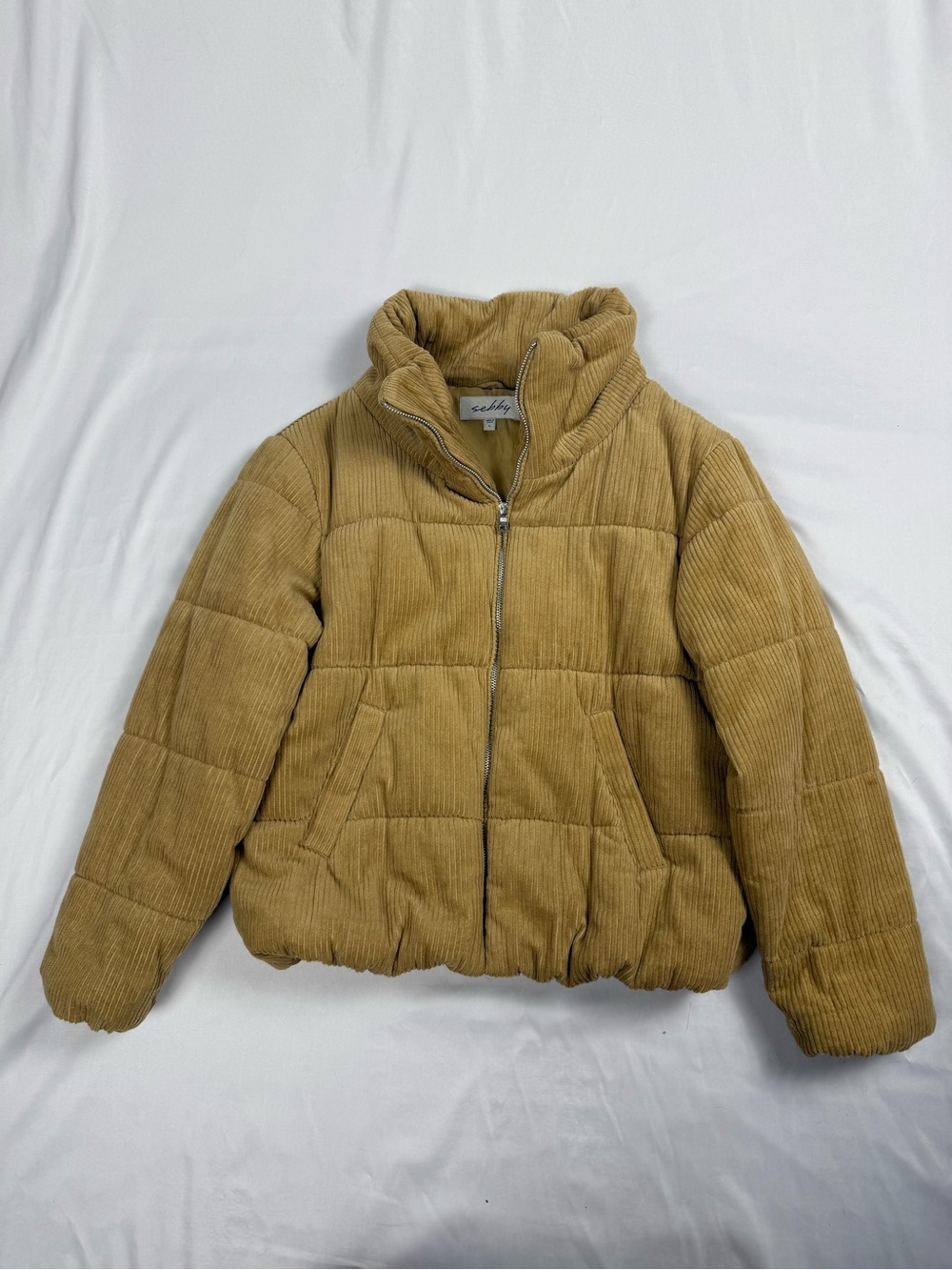 Sebby Kids Corduroy Puffer Jacket - Camel Brown
